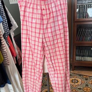 delicates Pink and White Plaid Pajama Pants
